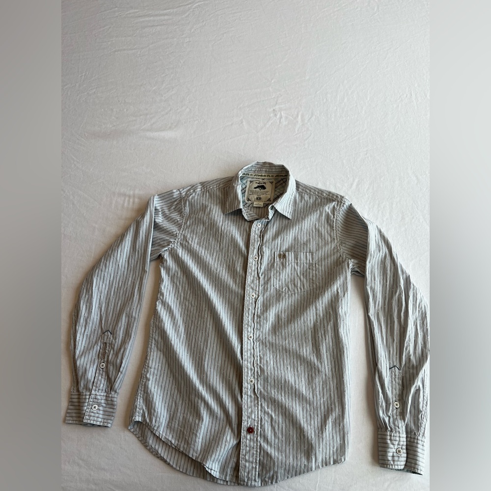 Planet Earth Men’s Long Sleeve Button Up Striped Shirt Size Small